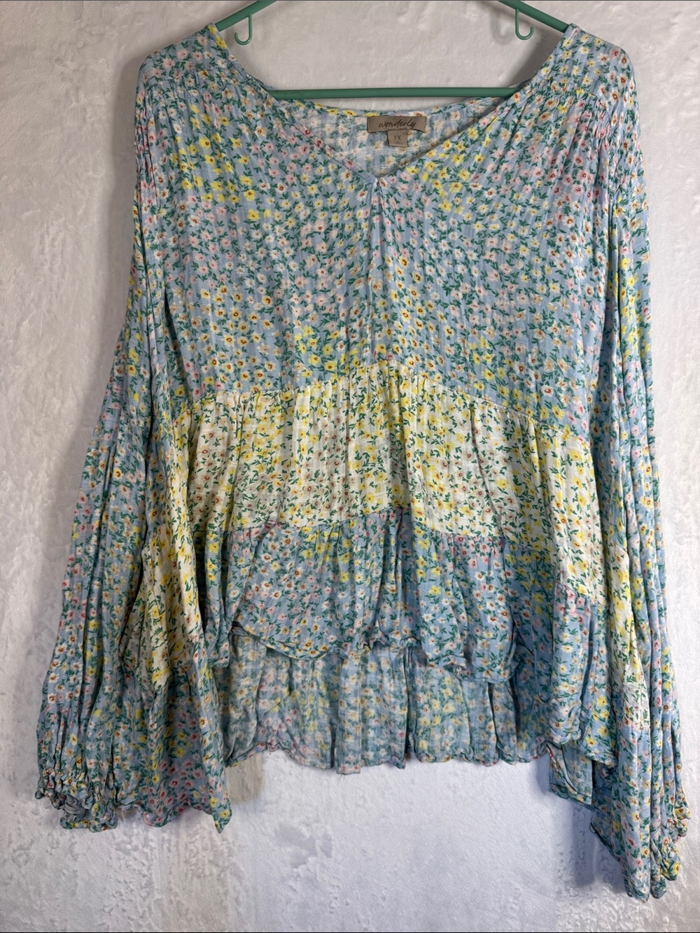 Wonderly Boho Floral Peasant Top 3X